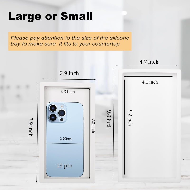 Heagoale Bathroom Tray, Small Vanity Tray Silicone Soap Dish Sponge Holder Kitchen Sink Organizer Bathroom Accessories for Countertop, Toilet, Shower - Greyish White - Image 5